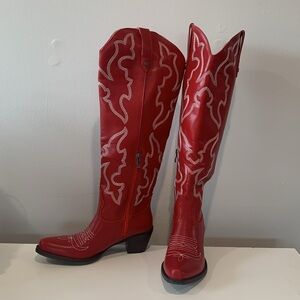 Never Worn Red Cowboy Boots - Size 7.5 women’s